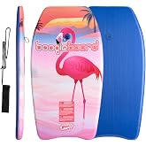 Wham-O Boogie Boards , 33"/37" Body Board for Beach, Lightweight Bodyboard with Wrist Leash for Kids Teens Beginners