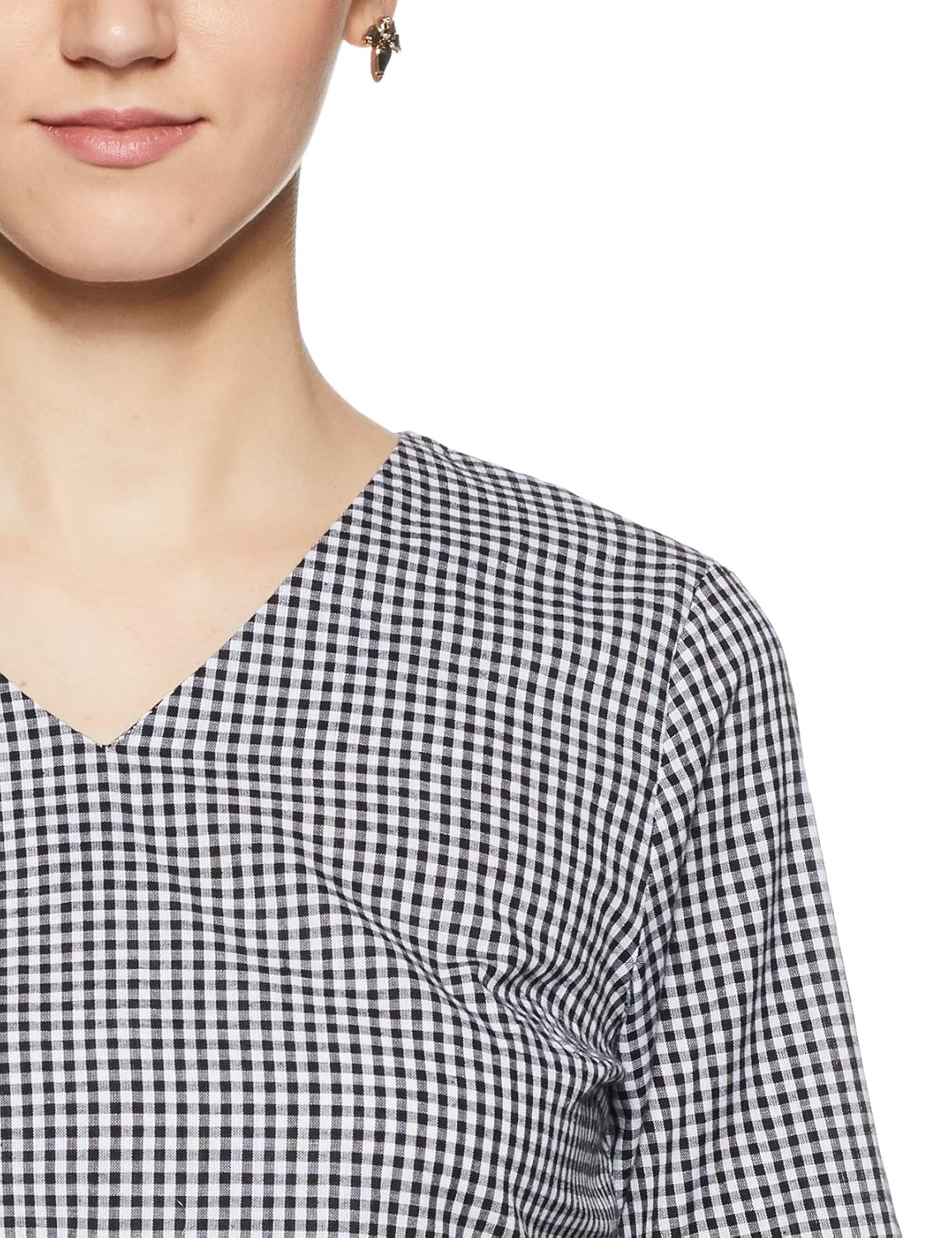 symbol amazon brand women's checkered loose fit top