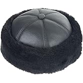 Zessano Leather Winter Fur Hat - Unisex Shearling 100% Leather Sheepskin Hats for Men Women