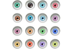 JULIE WANG 10 Pairs 30mm Glass Paper Sticker Human Eyes for Art Dolls Sculptures Props Masks Fursuits Jewelry Making Taxidermy Flatback