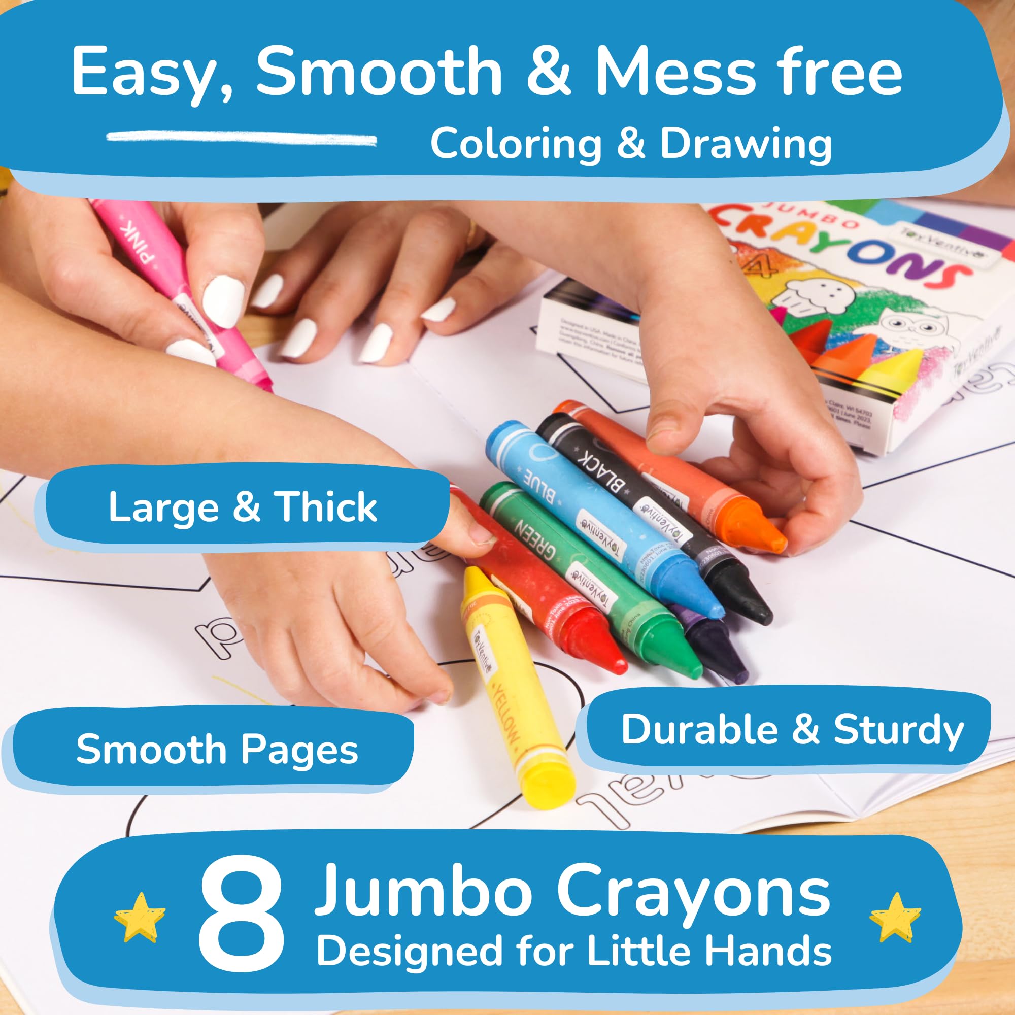 TOYVENTIVE Toddler Coloring Books & Crayons, Toys & Birthday Gifts for 1+,2,3,4 Years Old Boys, Toddlers & Preschoolers Age One,Two,Three,Four yr Olds