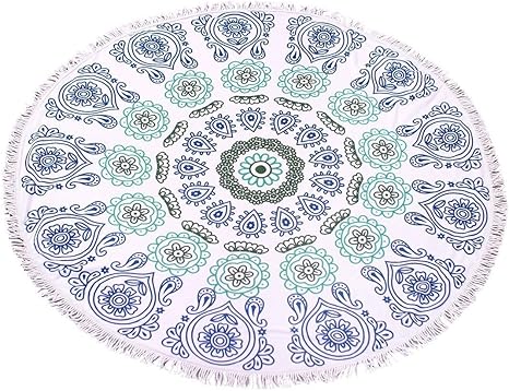 Amazon Co Jp ラウンドビーチタオル タッセル付き ビーチラグ 厚手 円形 ビーチレジャーシート 超吸水 ラグマット ビーチマット ヨガラグ ラウンド タオル 海 水着 円形 大判 ビーチマット インテリア ラグ Mhw 004 ライトブルー ホーム キッチン