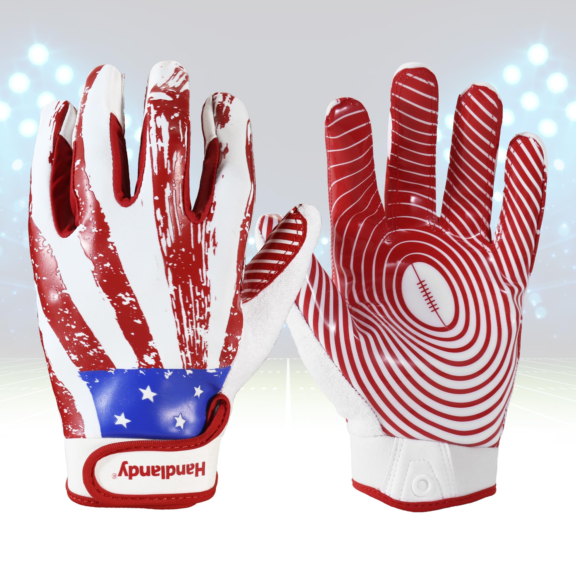 Photo 1 of KONGOUARD Youth Flag Football Gloves, Football Receiver Gloves Boys Girls, Sticky Grip Kids Football Gloves(Youth XS), Red
