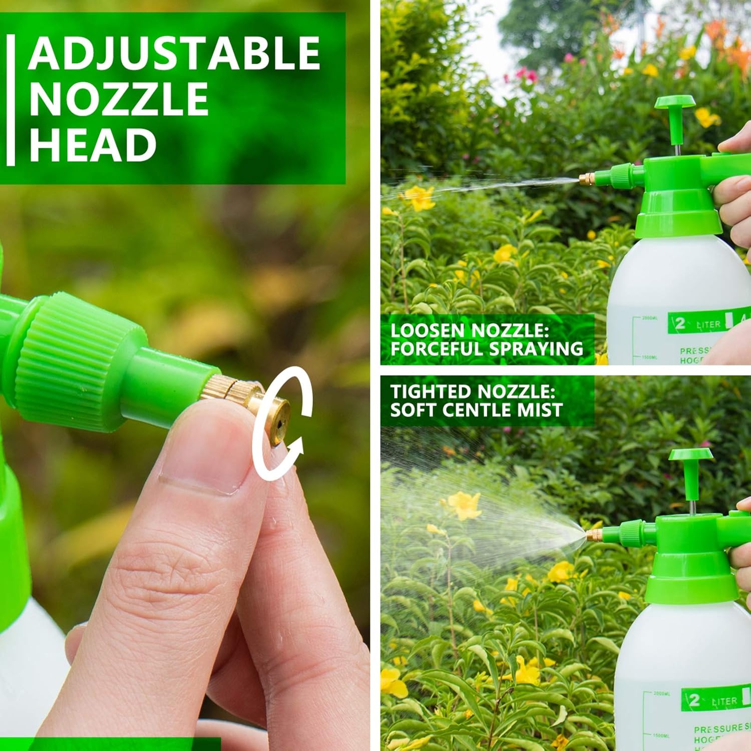AQUEENLY Pump Sprayer, 68oz Hand Held Pump Pressure Garden Sprayer with Adjustable Nozzle for Lawn & Garden - Watering, Fertilizing, Home Cleaning and Car Washing - The Professional Hand Sprayer: Health & Personal Care