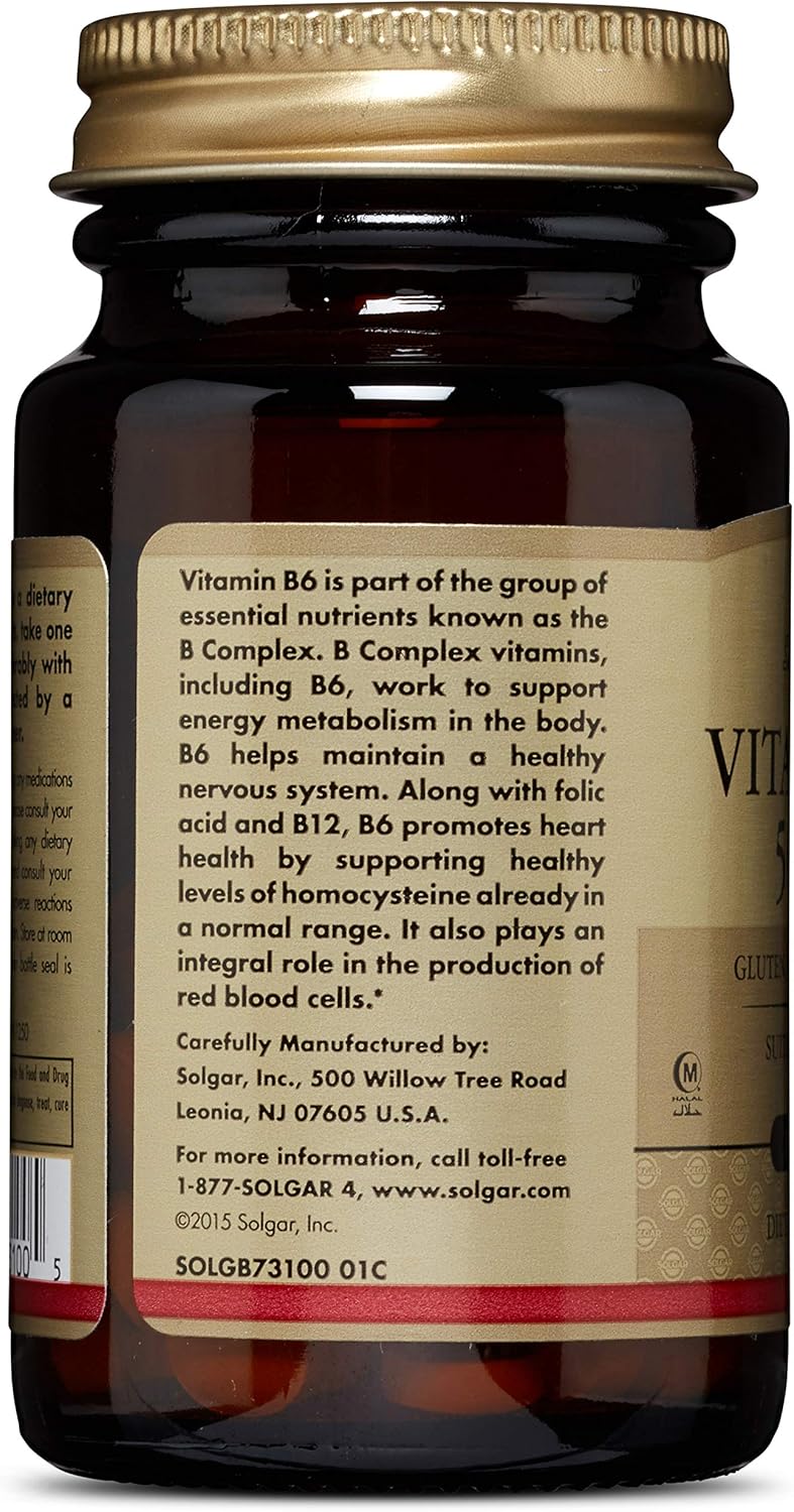 Solgar Vitamin B6 50 mg, 100 Tablets DailyNutriPlus LLC