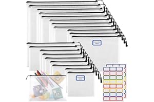 YOPCDJ 20pcs Multisize Mesh Zipper Pouch, Waterproof Bags for Office Supplies, 8 Sizes Waterproof Plastic Document Pouch, Bags for Travel Storage, Office Supply and Home Organize
