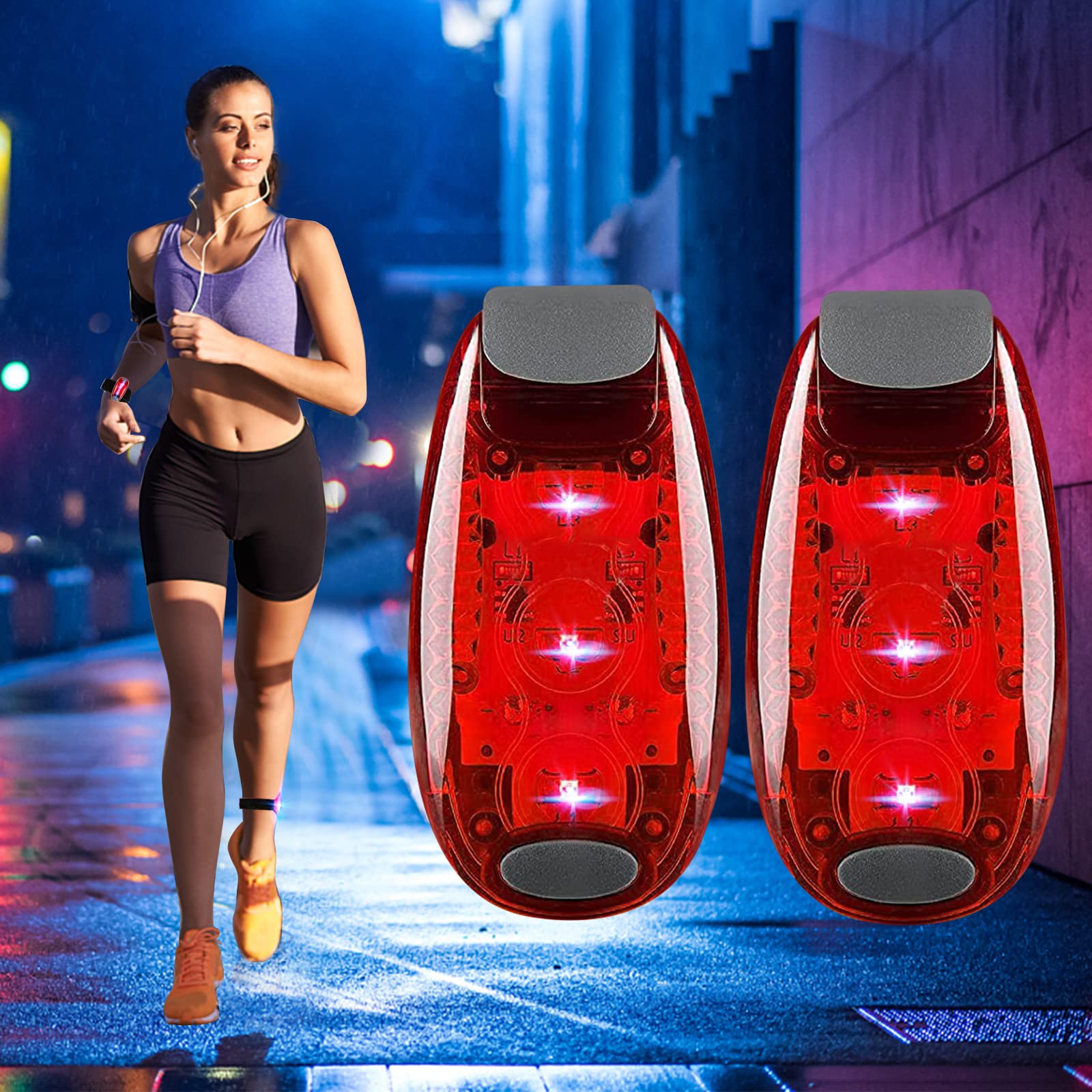Ceboic LED Safety Lights, 2 Pack Super Bright Clip On Strobe Light High Visibility Bike Tail Light, Running Lights with 3 Lighting Modes for Joggers, Kids, Dogs, Bicycle, Walking (Red)