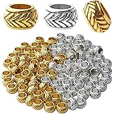 100pcs Tibetan Alloy Large Hole Rondelle Spacer Beads European Tube Spacers Column Loose Beads Jewelry Beads Spacers for Bracelet DIY Jewelry Making(7.5×4.5mm, Hole:4.5mm)
