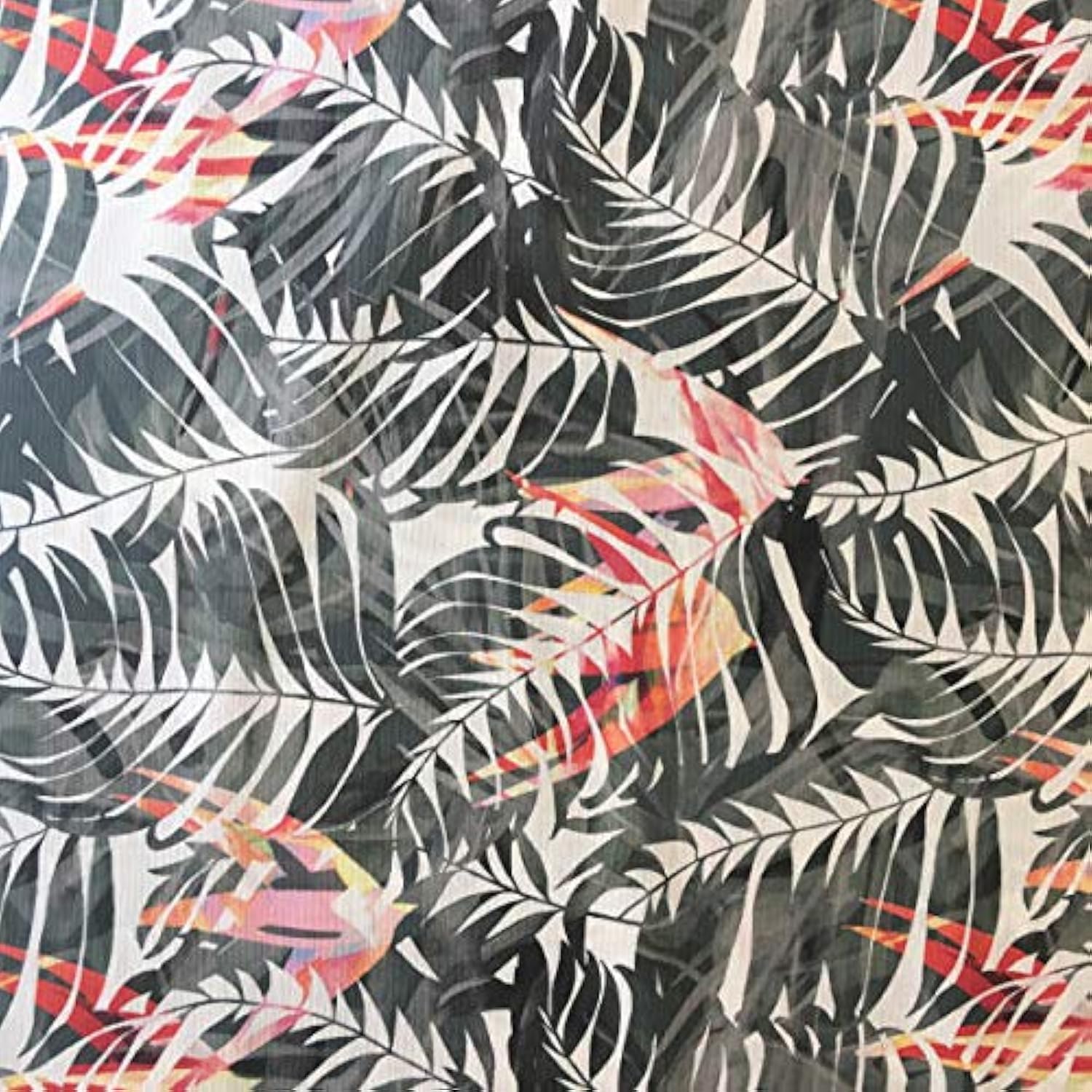 Kt KILOtela Printed Canvas Duck Fabric, Upholstering Furniture, Headboards, Accent Pillows, Handbags, Tote Bags, Aprons, Draperies, 100 cm Length x 280 cm Width, Tropical Plants, Black, Pink ─ 1 metre