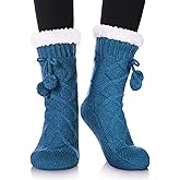 Yebing Womens Non Slip Slipper Socks Winter Warm Soft Cozy Fuzzy Fleece-lined Grippers Home Socks