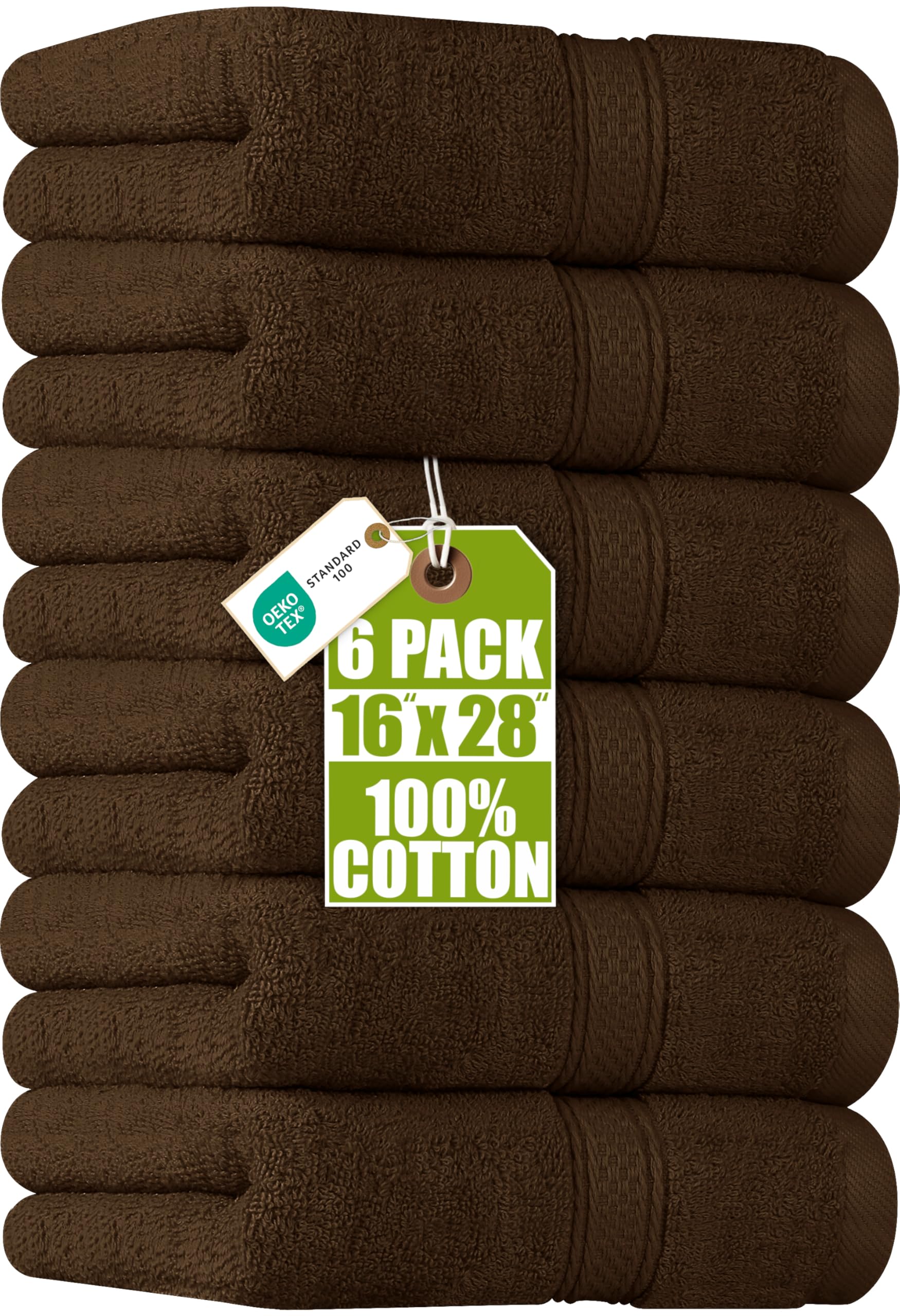 Utopia Towels - Premium Hand Towels - 100% Combed Ring Spun Cotton, Ultra Soft and Highly Absorbent, Extra Large Thick Hand towels 41 x 71 cm, Hotel & Spa Quality Hand Towels (6-Pack) (Dark Brown)