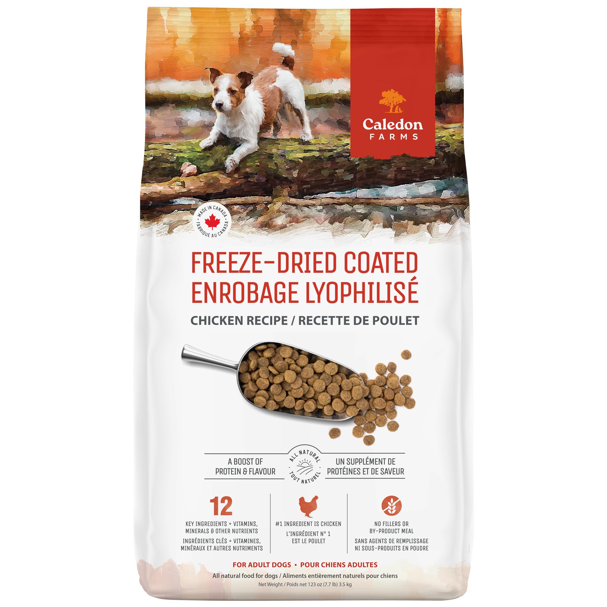 Caledon Farms Freeze-Dried Coated Chicken Recipe Premium Dry Dog Food 7.7lb