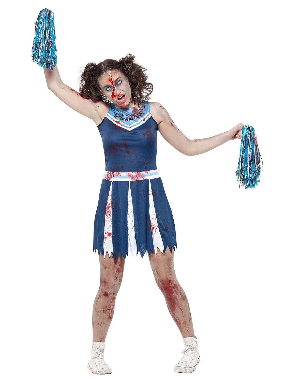 Amazoncom Zombie Cheerleader Costume Blue With Dress Pom