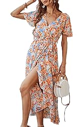 PRETTYGARDEN Women's 2024 Floral Boho Dress Wrap V