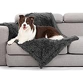 gogobunny Waterproof Dog Blanket for Couch & Furniture Protection - Super Soft Reversible Throw for Large Dogs & Cats, Calming Washable Fur & Sherpa Pet Blanket (40x50 Inch, Grey)