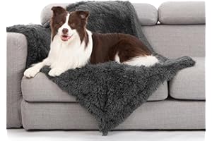 gogobunny Waterproof Dog Blanket for Large Dogs, Cats, Puppy, Reversible Faux Fur Pet Throw Blanket, Washable, Calming Furniture Protection for Sofa Bed (40x50 Inch (Pack of 1), Grey)