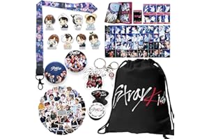 Hymik Gift Set Suitable for Birthday Concerts，Including 55 pcs Photocards, 50 pcs Stickers, 8 pcs Pins, Lanyard, Phone Ring Holder, Keychain, Button Pins and Drawstring Bag