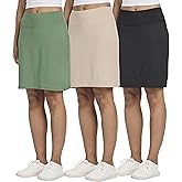 Real Essentials 3 Pack: Women's 20" Golf Skirts Knee Length Skorts Athletic Long Active Casual Pockets (Available in Plus)