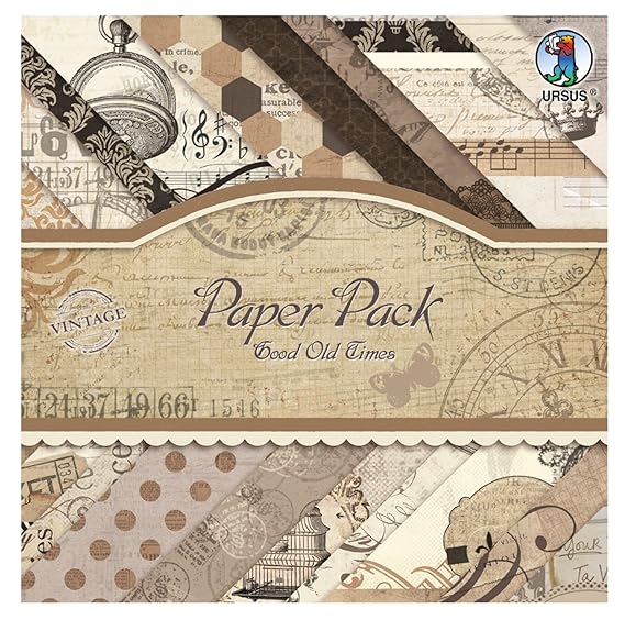 Ursus 40930099 - Paper Pack Good Old Time, ca. 20,5 x 20,5 cm, 40 Blatt sortiert in 20 Motiven