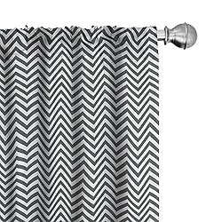 Lunarable Grey and White Curtains, Zigzag Arrow