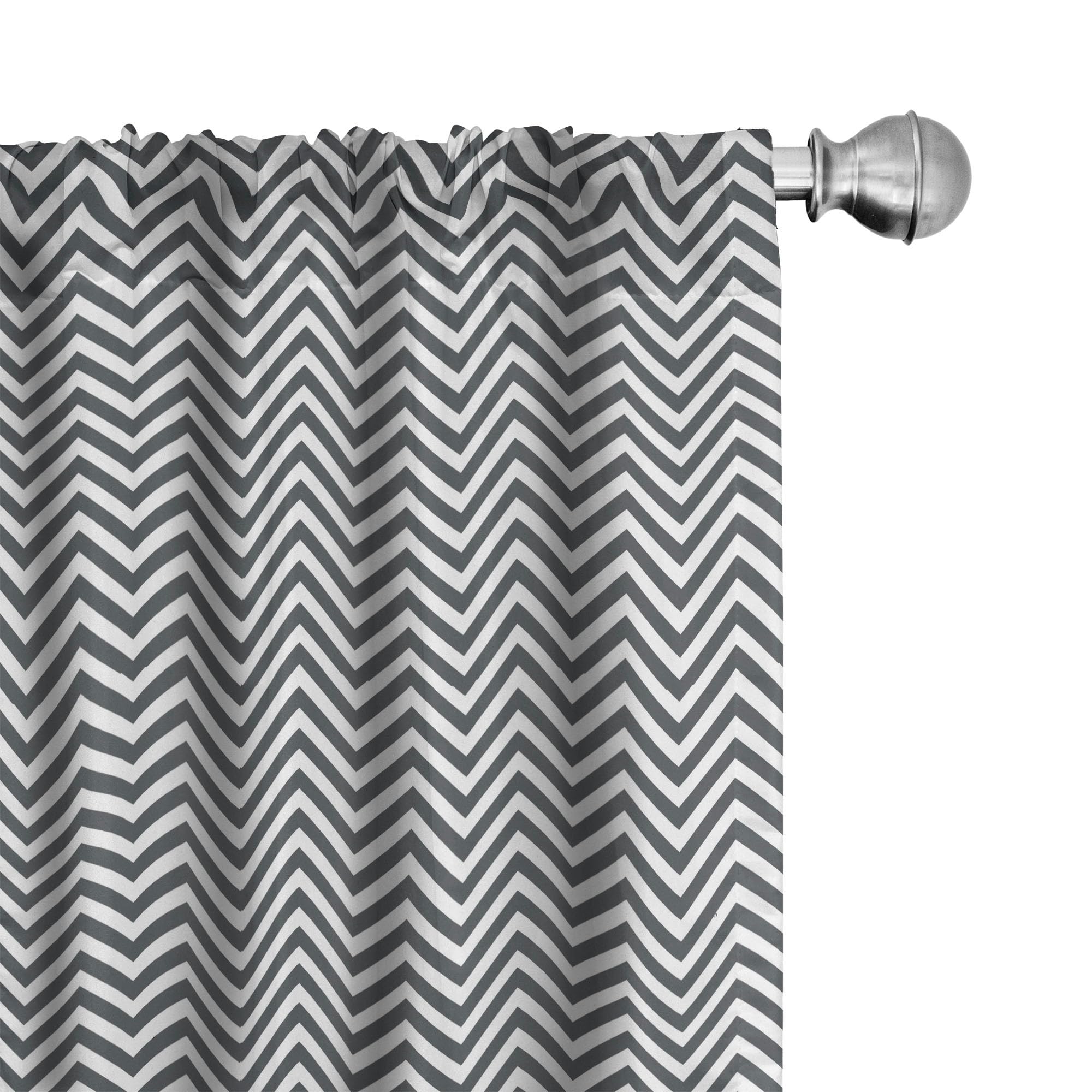 Lunarable Grey and White Curtains, Zigzag Arrow