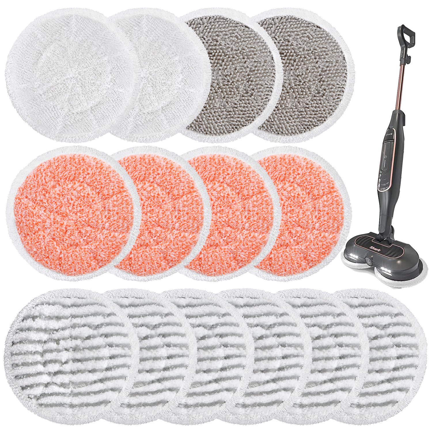 Photo 1 of Cigacoal 14-Pack Steam Mop Pads for Shark S7001/S8201/S8001/S7201/S7000, Washable Microfiber Replacement Pads - Upgraded for Scrubbing, Deep Cleaning & Streak-Free Shine