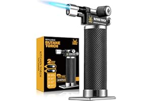 RAVS Butane Torch Lighter, DUAL Flame Mode Kitchen Torch, Refillable Cooking Torch Gun, Creme Brulee Torch Lighter, Blow Torch for Cooking, Welding, Mini Torch Soldering Torch, Butane is Not Included