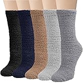 Loritta 5 Pairs Womens Fuzzy Socks Winter Warm Cozy Fluffy Super Soft Slipper Socks