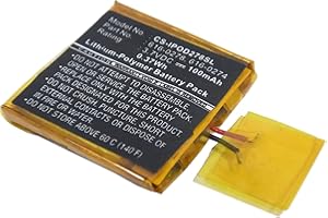 C & S XUNNENG Replacement Battery Part No.616-0274 for Apple iPod Shuffle G2 1GB, Apple iPod Shuffle G3, 100mAh MP3 Player Battery