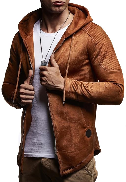 LEIF NELSON Herren Sweatjacke mit Kapuze Slim Fit Baumwolle-Anteil | Modernes Hoodie-Cardigan Langarm | Männer Schwarze Freiz