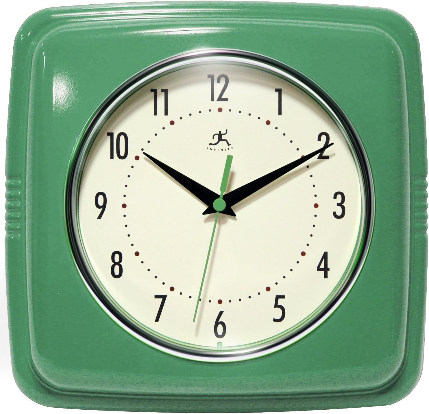 Infinity Instruments Square Clock, Green Wall Clocks