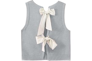 Lianlive Sweater Vest Top for Women Casual Crop Knit Cardigan Vest Bow Tie Back Knit Tank Tops