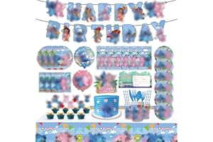 139pcs Birthday Party Supplies Set, Anime Theme Birthday Decorations Services 10 People, Included Plates, Cake Toppers, Ballo