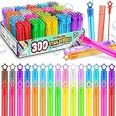 300 Pack 20 Colors Neon Bubbles Bulk in Gift Box, Mini Star Bubble Wand Party Favors for Kids, Birthday Treats, Party Supplies, Goody Bag Stuffer, Classroom Giveaways, Carnival Prizes Toy for Toddlers