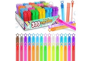 300 Pack 20 Colors Neon Bubbles Bulk in Gift Box, Mini Star Bubble Wand Party Favors for Kids, Birthday Treats, Party Supplies, Goody Bag Stuffer, Classroom Giveaways, Carnival Prizes Toy for Toddlers