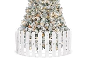 DEROFIT Christmas Tree Fences: 28 Pieces 16.5" Tall White DIY Christmas Tree Gate Picket Fence Border for Xmas Holiday Party Decoration - 4.6 x 16.5 Inches Decorative Plastic Tree Barrier