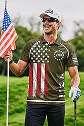 Mainfini Man Distressed 1776 Polo T-Shirt Green USA
