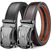 BOSTANTEN Ratchet Leather Belt For Men 2 Pack Dress and Casual with Adjustable Buckle, Trim to Fit