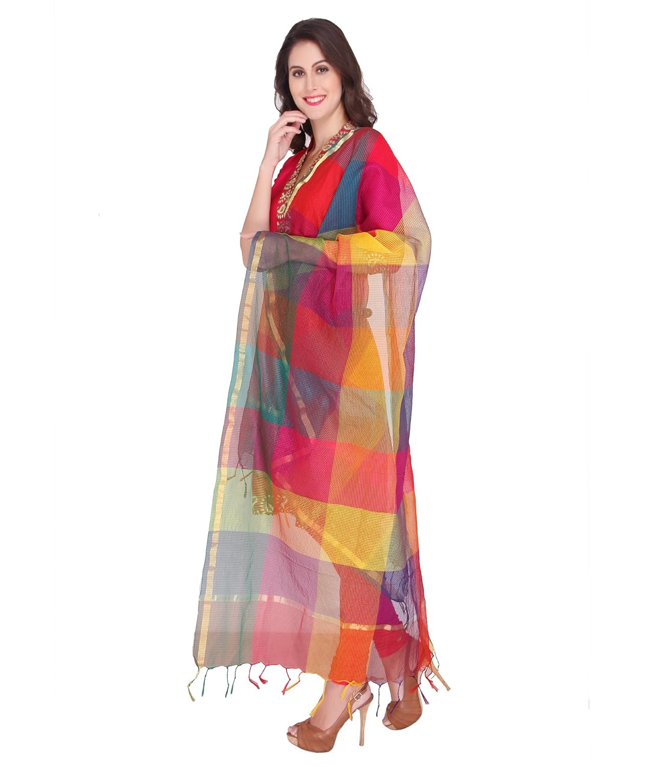 dupatta bazaar women's silk dupatta (db0943_free size_multi colour)