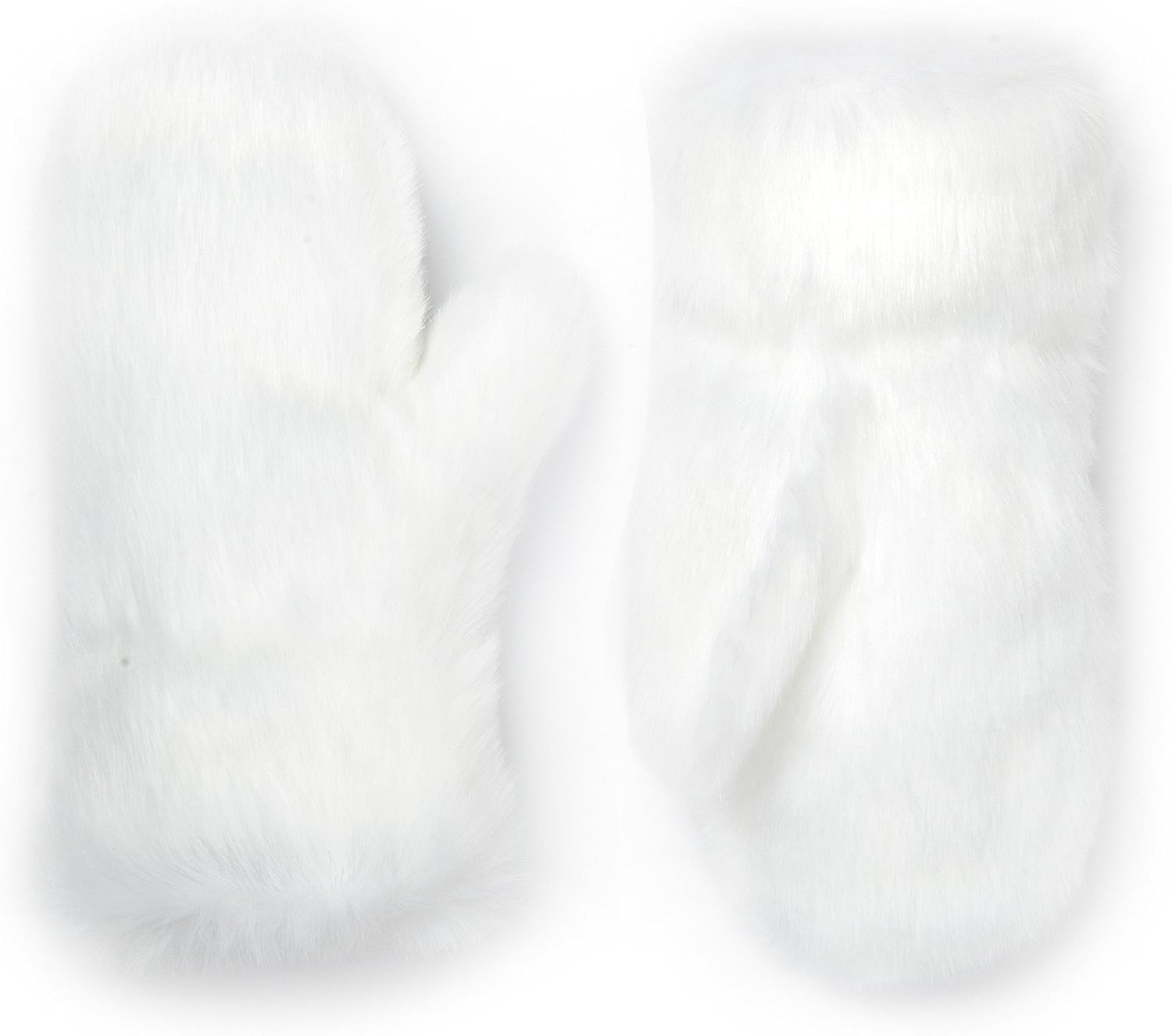 Futrzane Faux Fur Winter Gloves for Women - Rabbit Fur Lined Natural Mittens (White) at  Women’s Clothing store