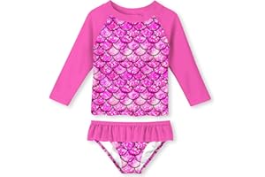 UNIFACO Toddler Girls Swimsuit Rashguard Set Summer Beach Breathable Tankini with UPF 50+ Sun Protection 2-8T
