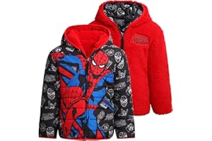 Marvel Spider-Man Boys Puffer Jacket - Reversible Quilted Puffer Coat with Sherpa Fleece Lining Jacket for Boys (Size: 2T-20)