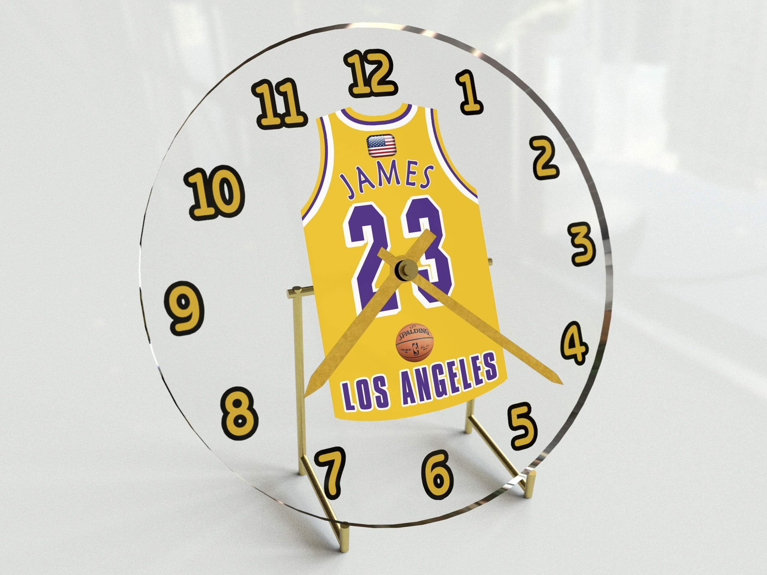 MyShirt123 NBA BASKETBALL JERSEY THEMED DESKTOP CLOCKS - USA NBA - ANY NAME, ANY NUMBER, ANY TEAM - FREE PERSONALISATION!!! (Los Angeles Lakers NBA Basketball)
