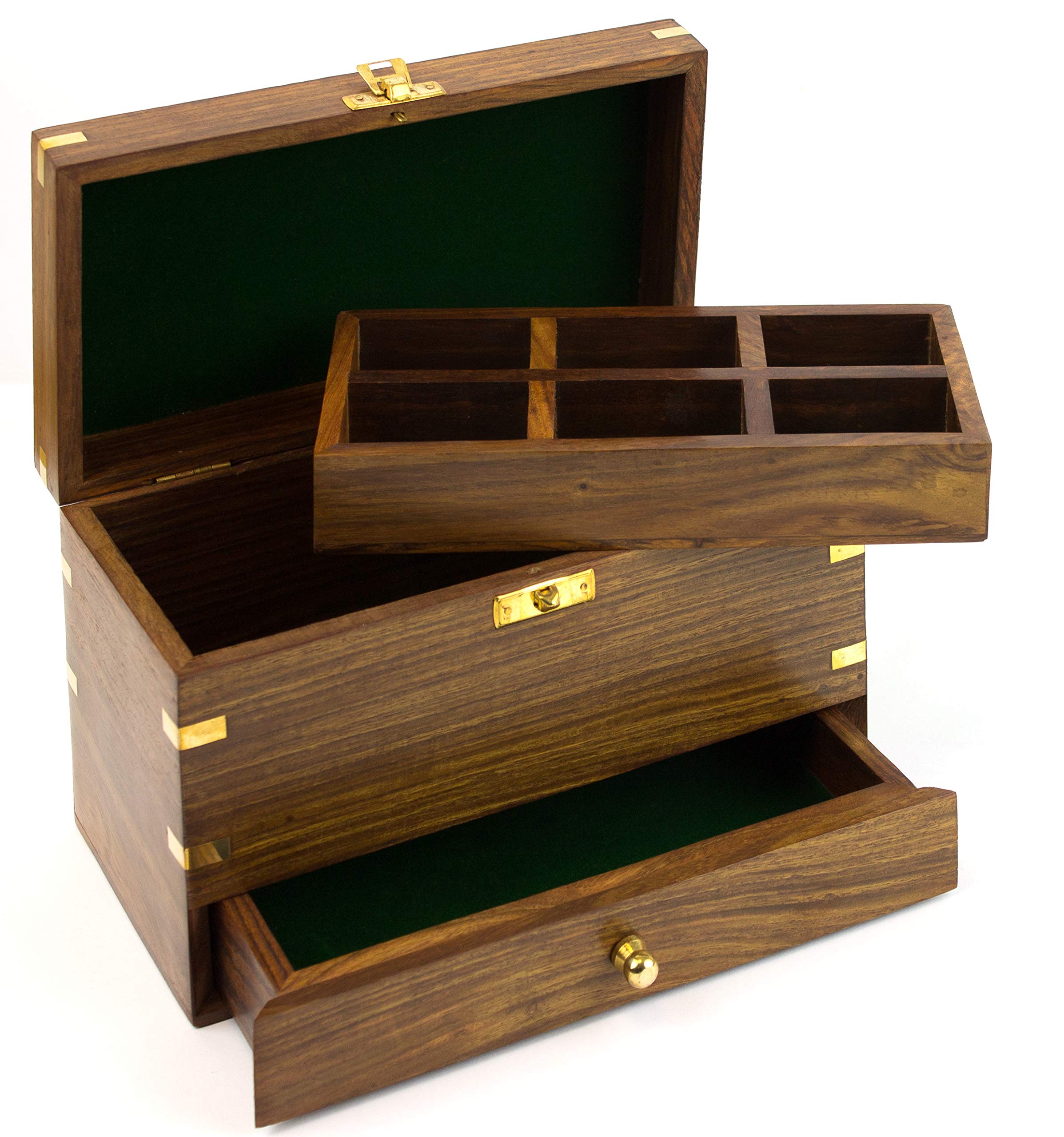 Naval-Style Box with Drawer/Insert, 22 x 11 cm