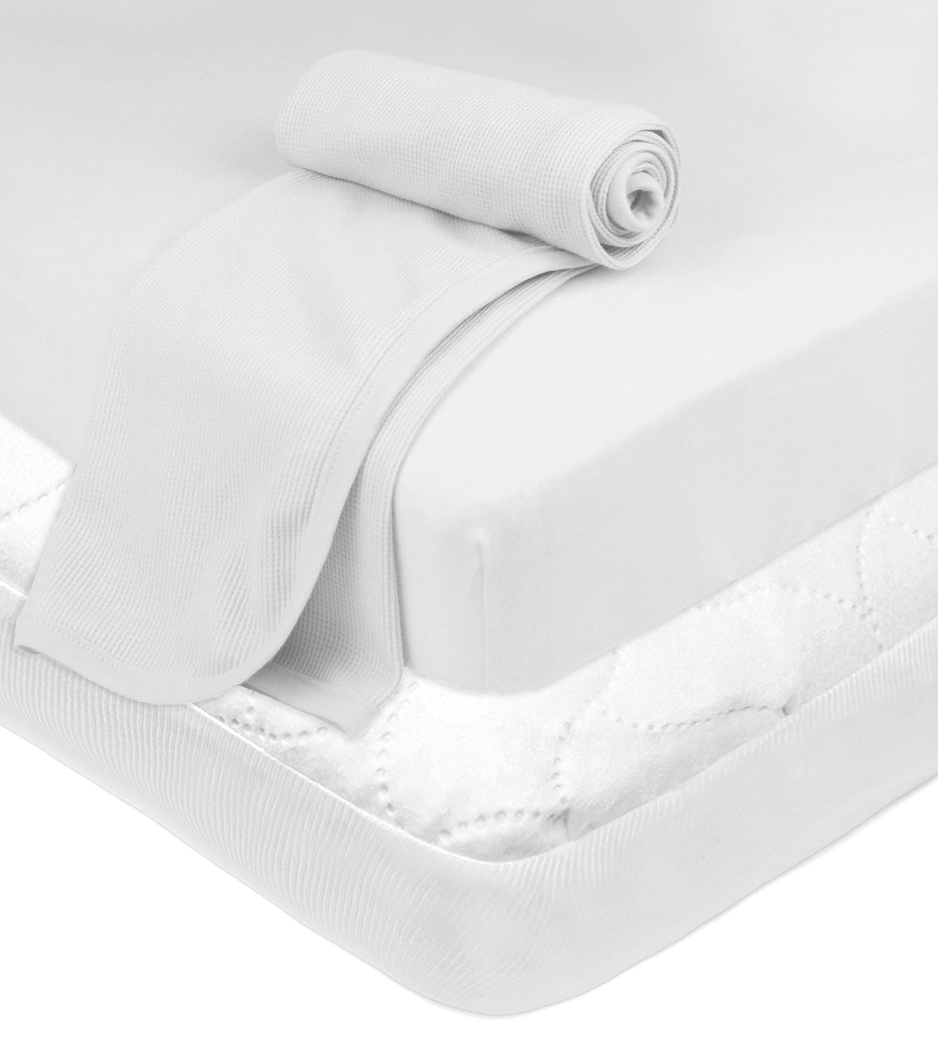 American Baby Company Playard Bundle, Mattress Pad, Fitted Sheet, Thermal Blanket, White, for Boys and Girls