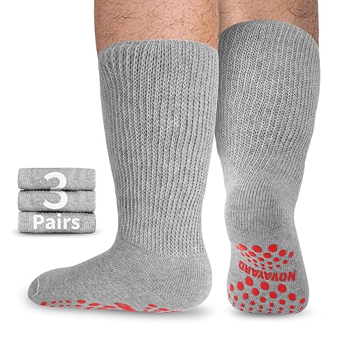 NOVAYARD Non Slip Diabetic Socks Wide Neuropathy Socks for Edema