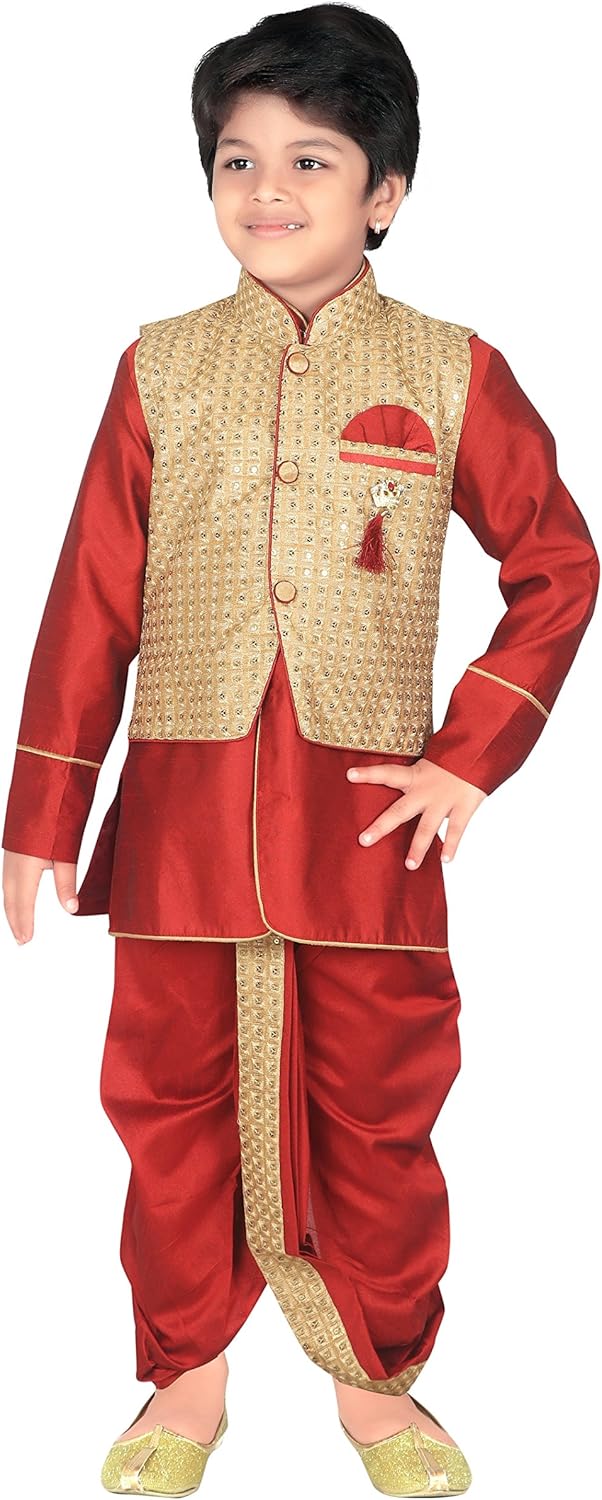 AHHAAAA Kids Indian Ethnic Waistcoat, Kurta