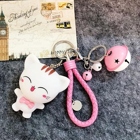 Amazon Co Jp Pll 韓国の創造的な漫画かわいい猫のキーチェーンの車のキーチェーンリングバッグのペンダント Color Pink ホーム キッチン