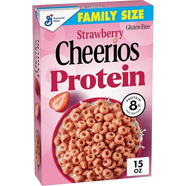 CHEERIOS PROTEIN CEREAL, STRAWBERRY, 8G PROTEIN, FAMILY SIZE, 15 OZ
