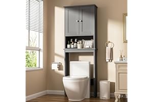 Shintenchi Over The Toilet Storage Cabinet, Bathroom Shelf Organizer with Anti-Tip Device Small Freestanding Space Saver with